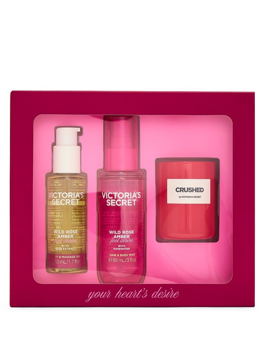 Victoria's Secret Other - 3pc Wild Rose Amber Gift Set ft. Exclusive Body Care Minis and Crushed Candl